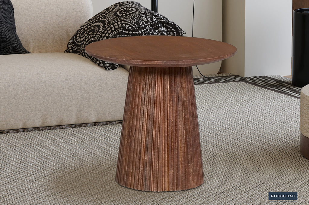 Rousseau Miguel Salontafel – Mango Hout – Lichtbruin – Ø50 x H46 cm